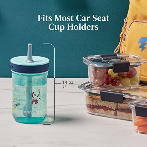 Contigo Leighton Kids Water Bottle, 2-Pack, 14oz, Paw Patrol, Spill-Proof, Dishwasher Safe Tumbler with Straw, Blue and Yellow