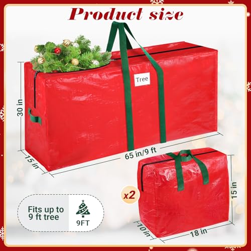 BlessedSeason 9 Ft Christmas Tree Storage Bag with Tinsel Garland Bags Waterproof Durable Handles