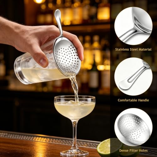 Yoption 5-Piece Cocktail Strainer Set Stainless Steel Bar Tools for Bartending