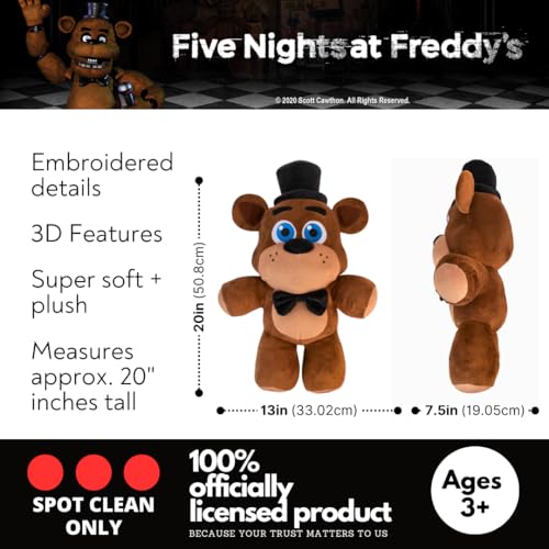 Five Nights at Freddy's Freddy Fazbear Plush Cuddle Pillow Buddy, 20"