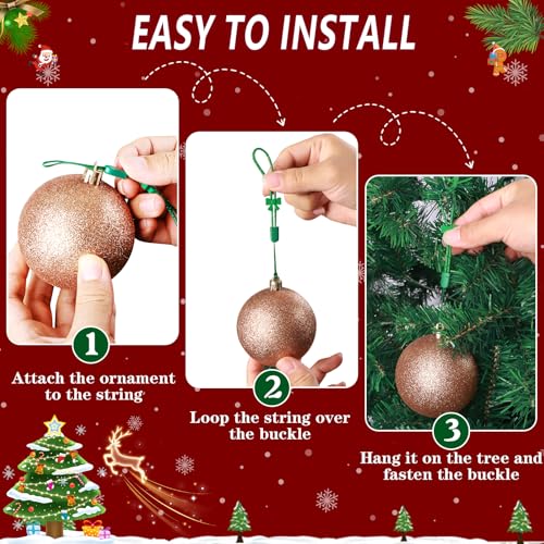 ANGAR 48-Pack Christmas Ornament Hooks, Adjustable No-Slip Green Hooks