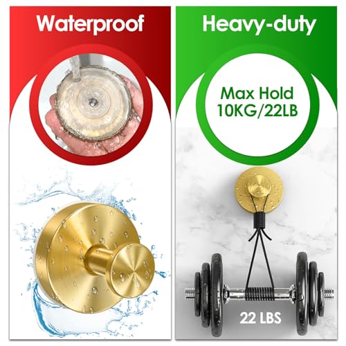 Gold Suction Cup Wreath Hangers - Heavy Duty 22 lbs Door Hooks, 2 Pack