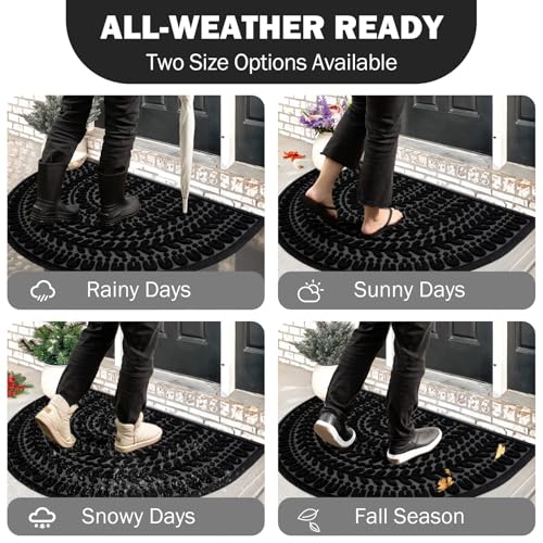Half Circle Door Mat 17x30 Non-Slip Indoor Outdoor Welcome Entrance Rug