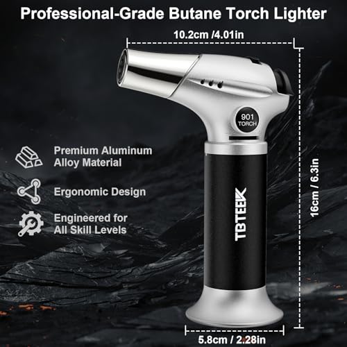 Refillable Kitchen Butane Torch with Safety Lock & Adjustable Flame