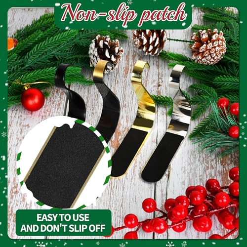 Non-Slip Metal Christmas Stocking Holders for Mantel - 4 Pack, Bronze