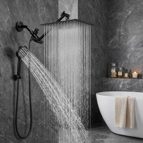 8-Inch Rainfall Shower Head and Handheld Combo with 11-Inch Extension Arm