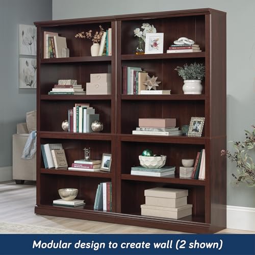 5-Shelf Bookcase with Adjustable Shelving, Cherry Finish Storage Unit