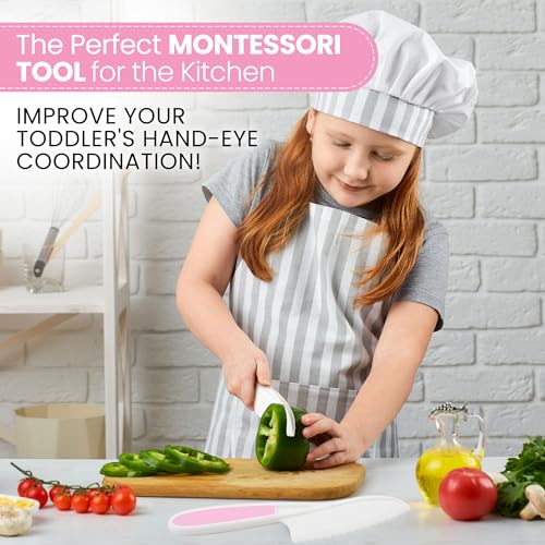 3-Piece Kids Knife Set for Safe Real Cooking and Baking - Pink