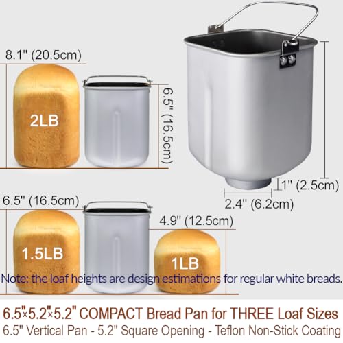 Non-Stick Bread Pan and Kneading Paddle for 2LB Vertical Bread Makers