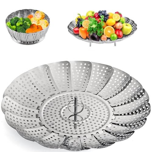 Stainless Steel Vegetable Steamer Basket - Expandable 5.5 to 9.3 Inch