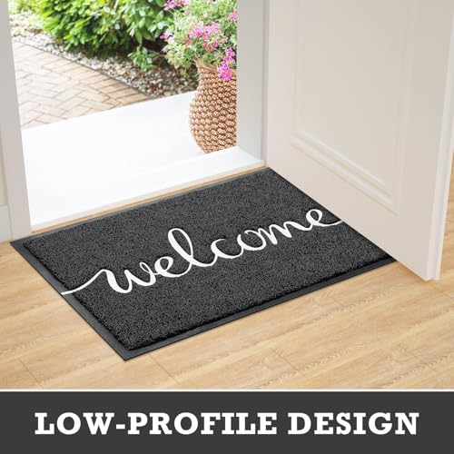 Non-Slip Welcome Door Mat, Low-Profile Entryway Rug 30" x 17.5"
