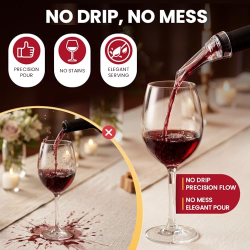 Wine Aerator Pourer Spout 2 Pack - Drip-Free Instant Aeration for Red & White Wines