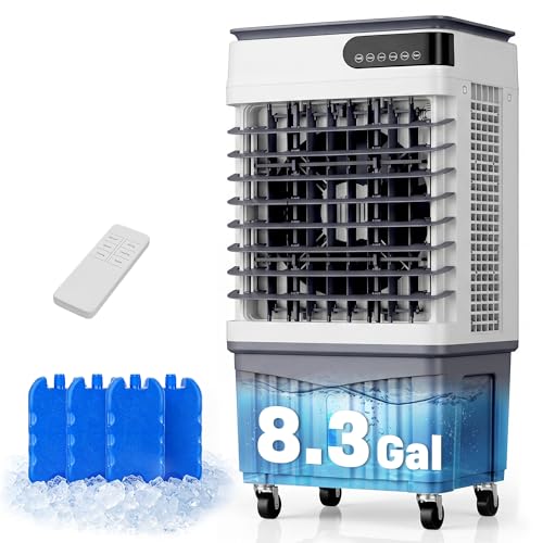 Portable Evaporative Air Cooler 2800 CFM Swamp Cooler with 8.3 Gal Tank
