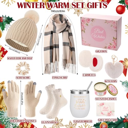 Patelai 11 Pcs Christmas Gift Basket Set for Women – Beige
