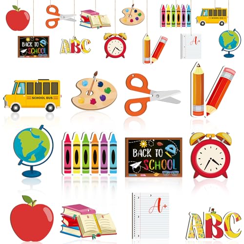 36 Pcs Back to School Wooden Hanging Ornaments for Classroom Decoration