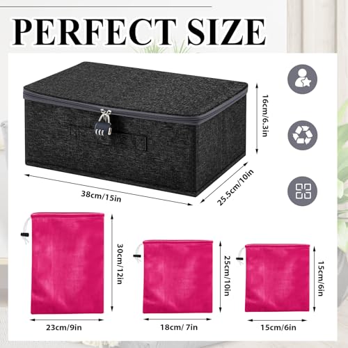 Lockable Discreet Storage Case with 9 Drawstring Bags for Personal Items