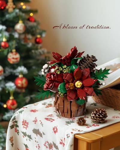 Nifeliz Poinsettia Flower Building Set NF10347 – DIY Floral Display Kit