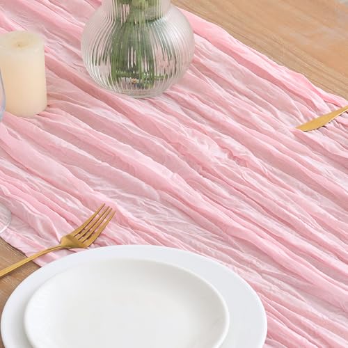 Blush Pink Cheesecloth Table Runner 10ft Sheer Gauze Boho Table Decor