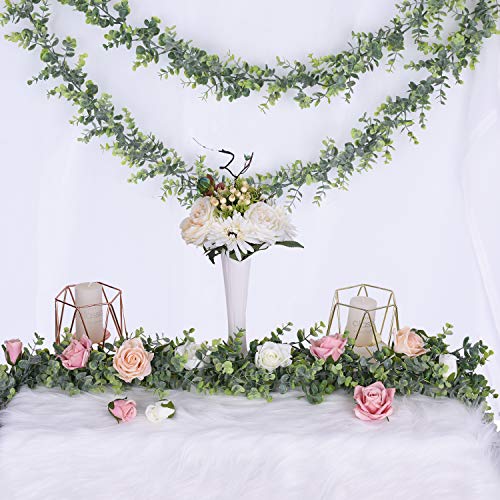 Artificial Eucalyptus Garland 2-Pack, 6ft Faux Greenery Vines for Wall Decor