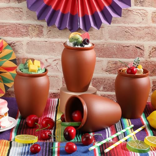 Gejoy 20 Sets Mexican Clay Drinking Cups - 16oz Reusable Party Mug Set