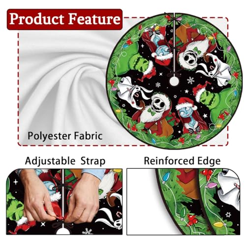 48-Inch Christmas Tree Skirt - Double-Layer Printed Holiday Tree Base Cover