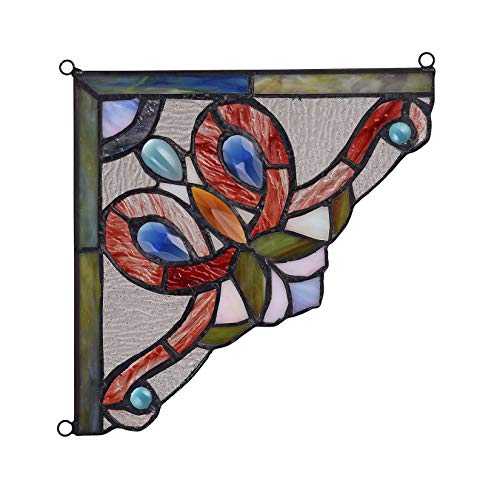 Victorian Stained Glass Window Panels Set - 8" Wide, 2pcs