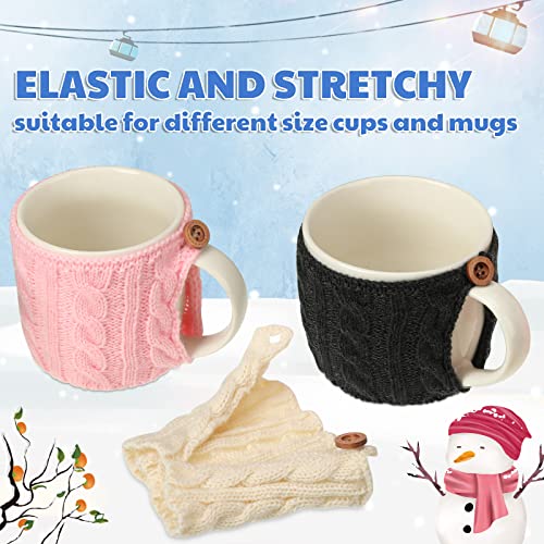 4 Pcs Reusable Knitted Coffee Mug Sleeves, Stretchy Wool Cup Cozy Set