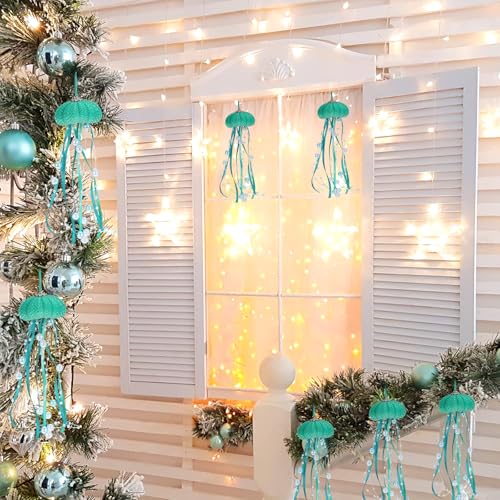 Namalu Green 6 Pcs Jellyfish Christmas Ornaments Ocean Themed Decorations