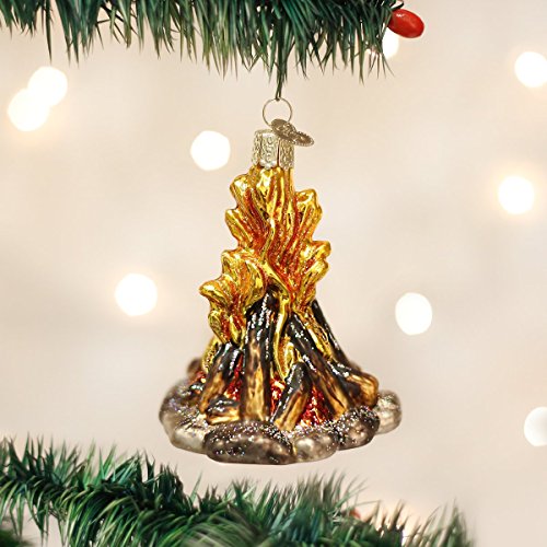 Handcrafted Glass Campfire Christmas Ornament - Holiday Tree Decoration