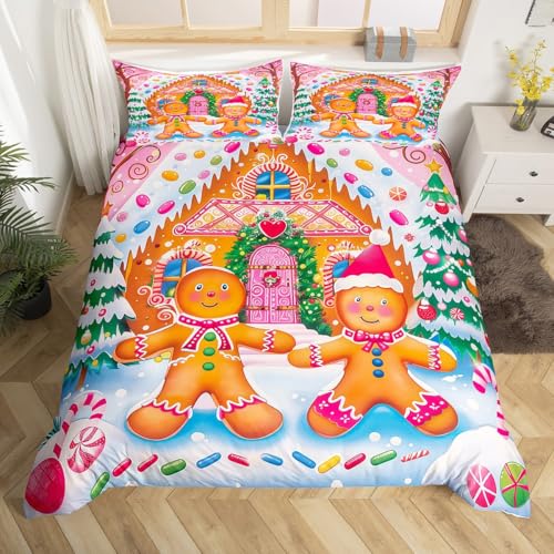 Feelyou Kids Pink Christmas Duvet Cover Set Queen Size Pattern 119 - Boys Girls Holiday Bedding