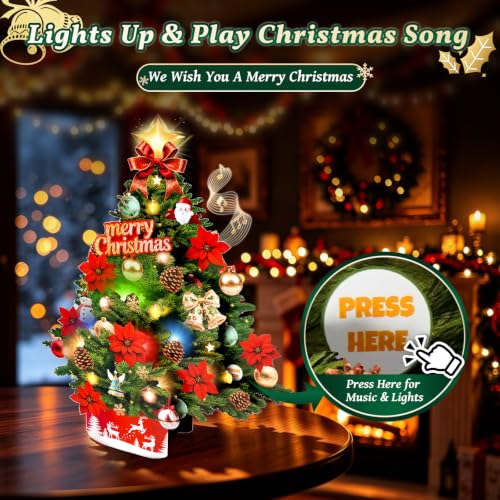 Christmas Tree Pop-Up Card with Lights & Music - Holiday Greeting Card