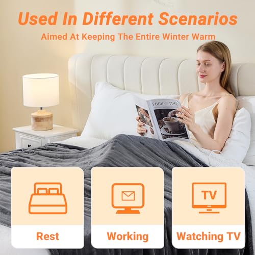 Heated Electric Blanket, Soft Flannel Sherpa 72"x84"