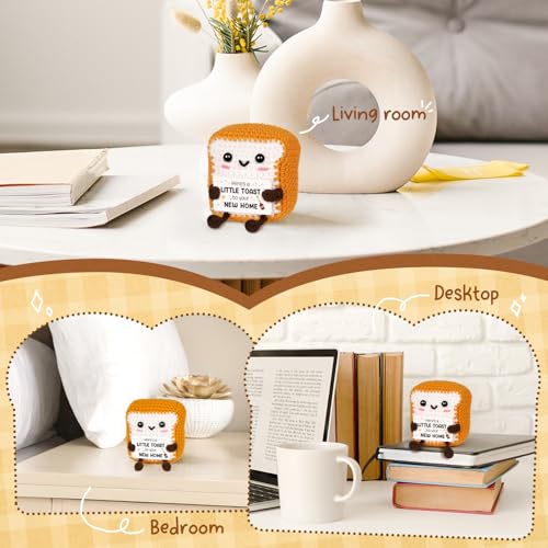 Mini Handmade Crochet Toast Plushie with Card - Funny Housewarming Gift