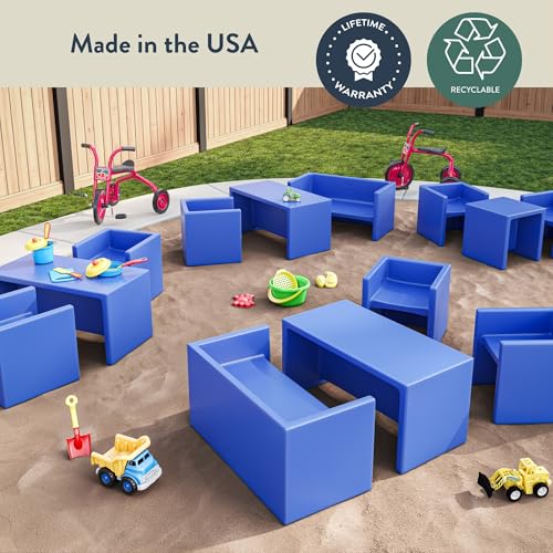 3-in-1 Kids Cube Chair for Classroom and Home, Flexible Seating, Blue