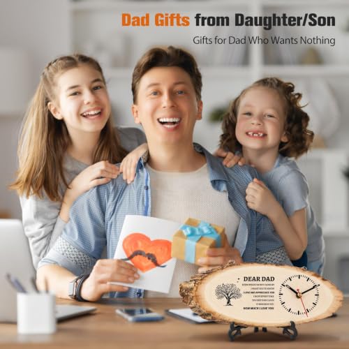 Engraved Wooden Clock DIY Gift for Dad - Personalized Table or Wall Decor