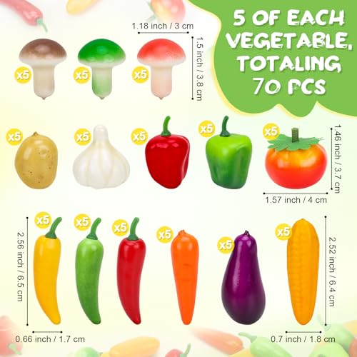 70 Pcs Artificial Mini Vegetables Set - Realistic Foam Faux Food Decor