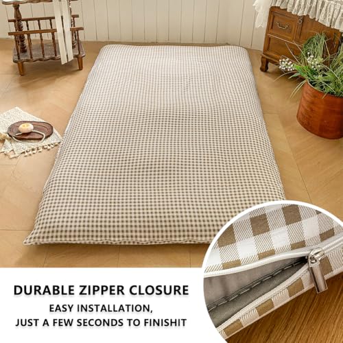 Twin Japanese Futon Mattress Cover - Gingham Check, 43"x84"