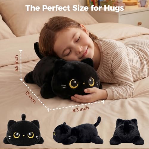 Mewaii Black Cat Plush Pillow Cute Plushies, Squishy & Huggable, 13
