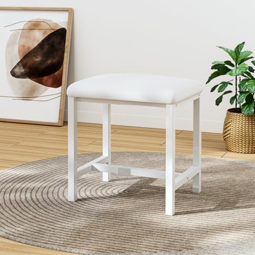 Small Vanity Stool with Faux Leather Cushion for Makeup Desk and Bedroom