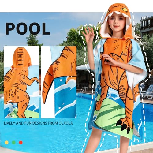 Kids Hooded Surf Poncho Beach Towel - Microfiber Wearable Swim Robe (Ages 3-12)