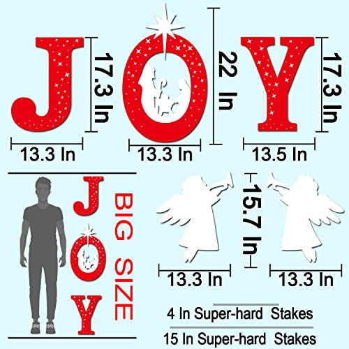 Mishunyus JOY Nativity Yard Signs - Red & White Outdoor Christmas Decor with Stakes (5 pcs)