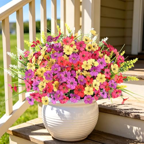 24-Piece UV-Resistant Artificial Outdoor Flowers for Planters & Porch