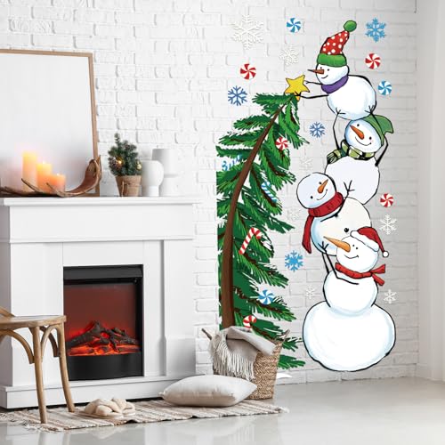 Fuutreo Christmas Door Decor Snowman Stack Tree Snowflake Candy Cane (Hand-Painted), Indoor/Outdoor