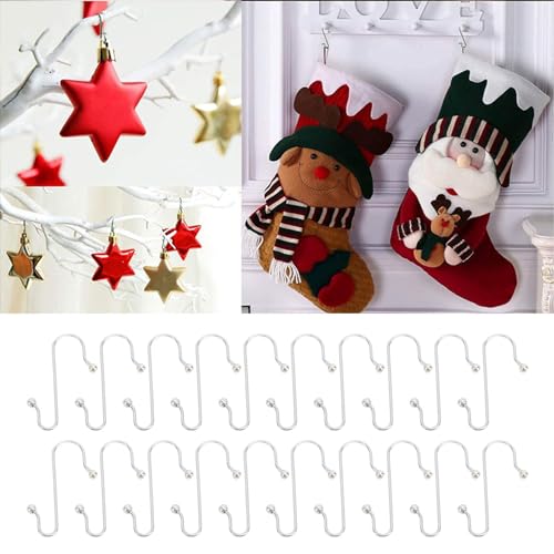 Syrisora 100 Pcs Stainless Steel S Shape Ornament Hooks for Christmas Tree Decorations