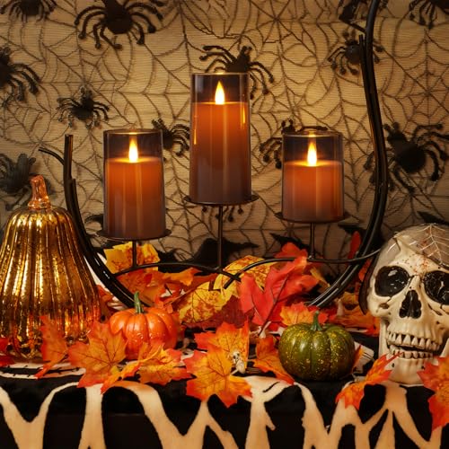 Homemory Gray Flickering Flameless Candles with Remote & Timer Set - 4/5/6/8 Inch Height