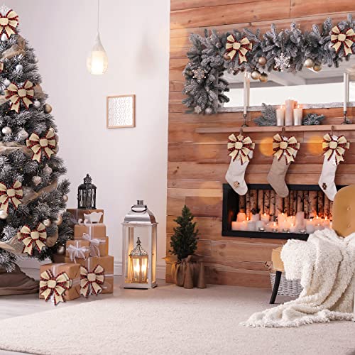 Geosar 4 Pcs Christmas Buffalo Plaid Bows Decor Red & Black Classic Holiday