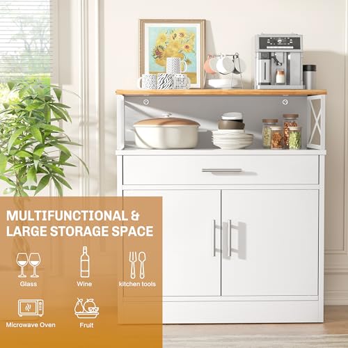 Modern Farmhouse Kitchen Buffet Cabinet with Drawer and Adjustable Shelves
