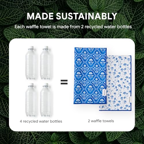 RECYCO Microfiber Waffle Kitchen Towel Set - 16x28 Absorbent Dish Towels (2-Pack)