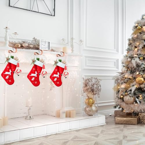 8 Pack Rose Gold Christmas Stocking Hangers for Mantel - Adjustable, Anti-Slip Stocking Holders