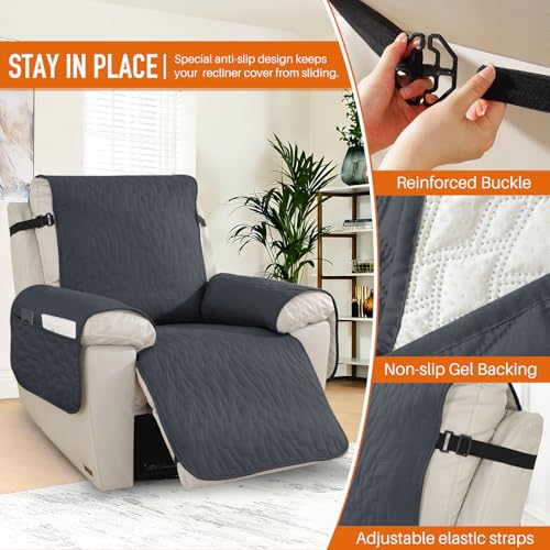 Waterproof Recliner Chair Cover - Dark Gray, Non-Slip, Durable